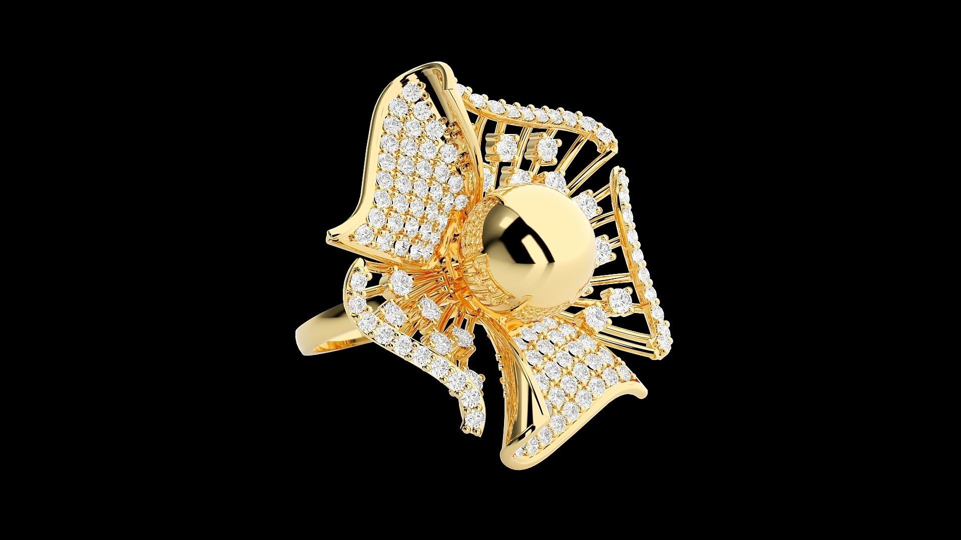 Flower Ball High Jewelry Cocktail Ring 3dm stl renders details 3D print model_32