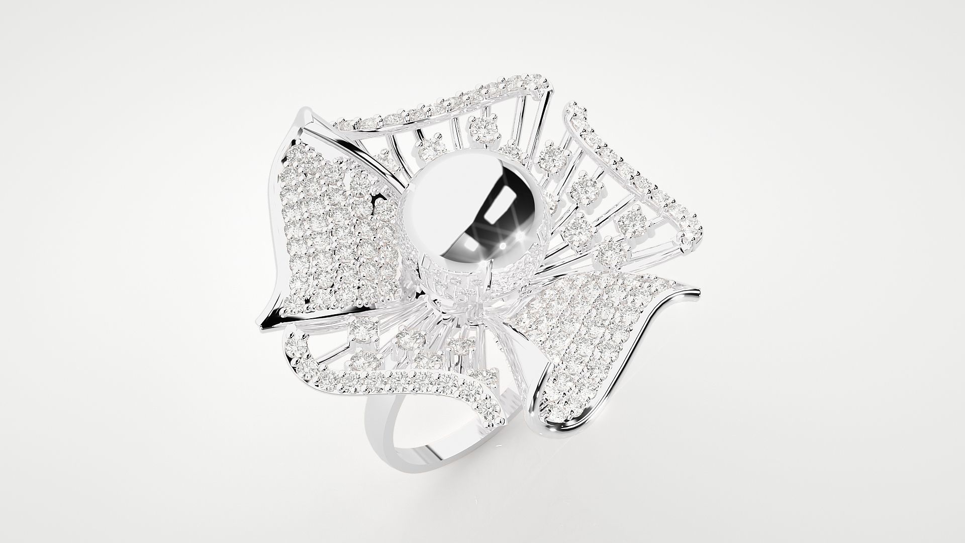 Flower Ball High Jewelry Cocktail Ring 3dm stl renders details 3D print model_17
