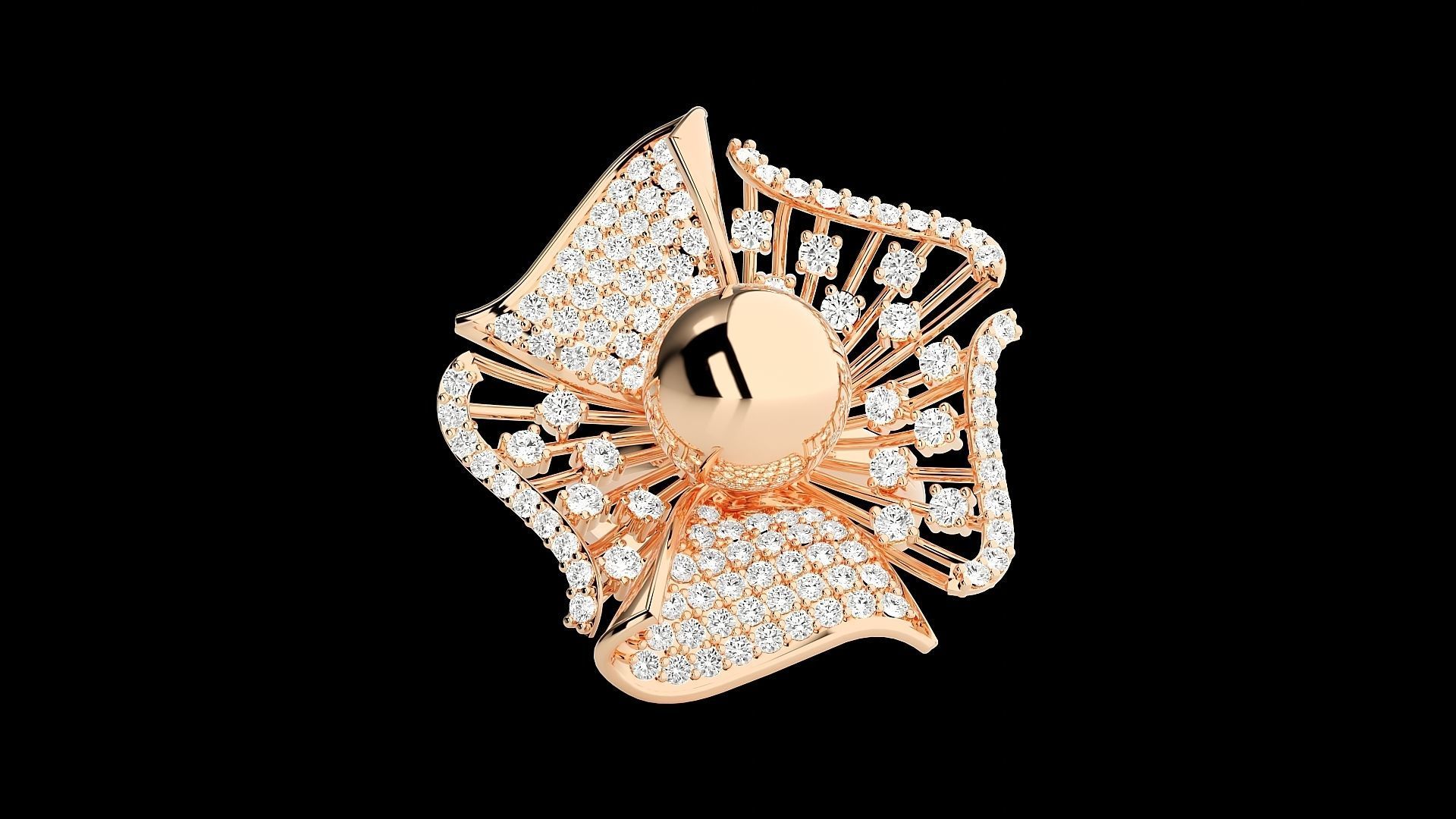 Flower Ball High Jewelry Cocktail Ring 3dm stl renders details 3D print model_6