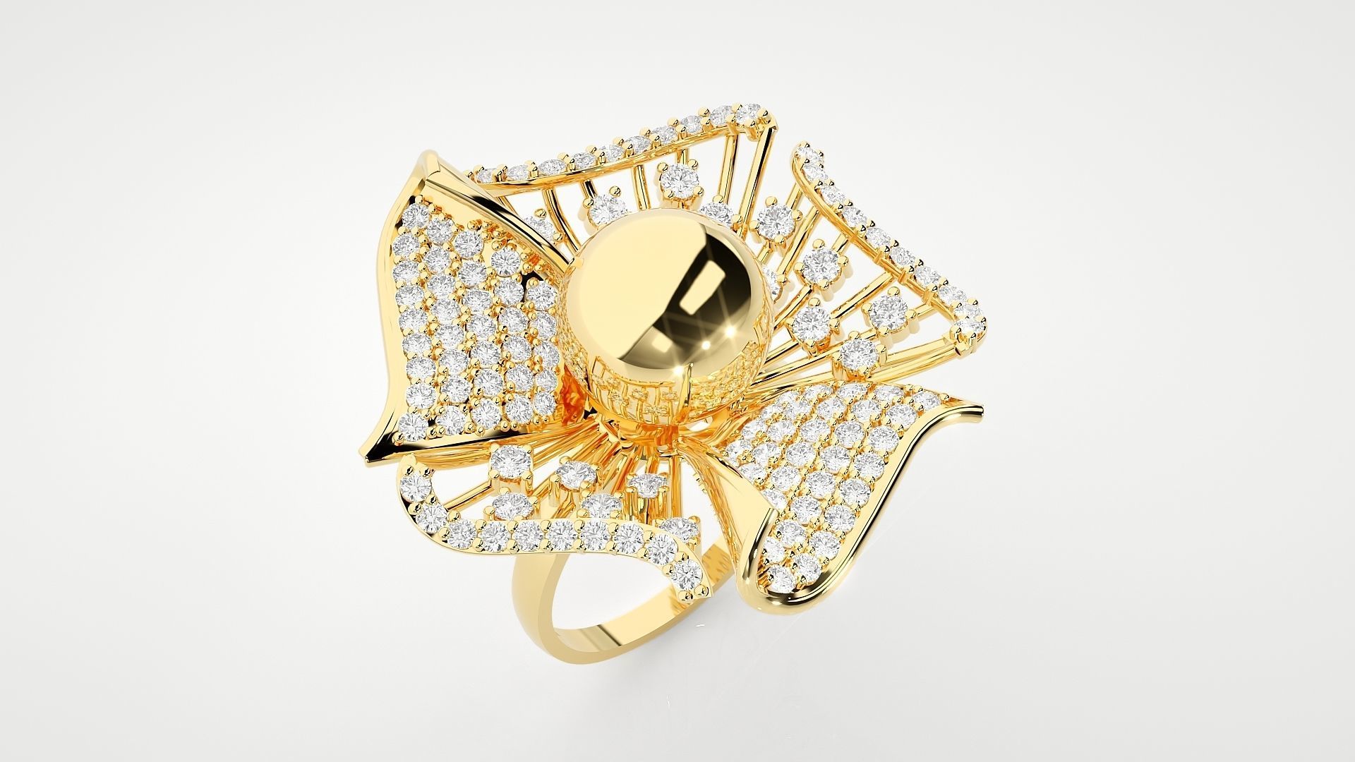 Flower Ball High Jewelry Cocktail Ring 3dm stl renders details 3D print model_29
