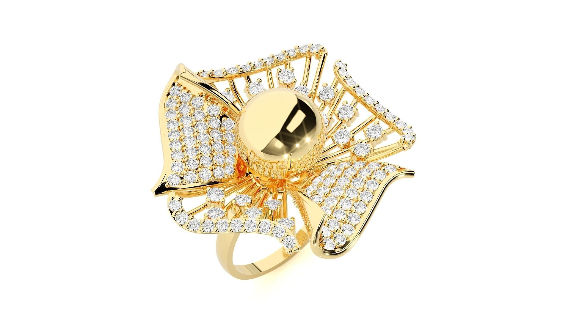 Flower Ball High Jewelry Cocktail Ring 3dm stl renders details 3D print model_28