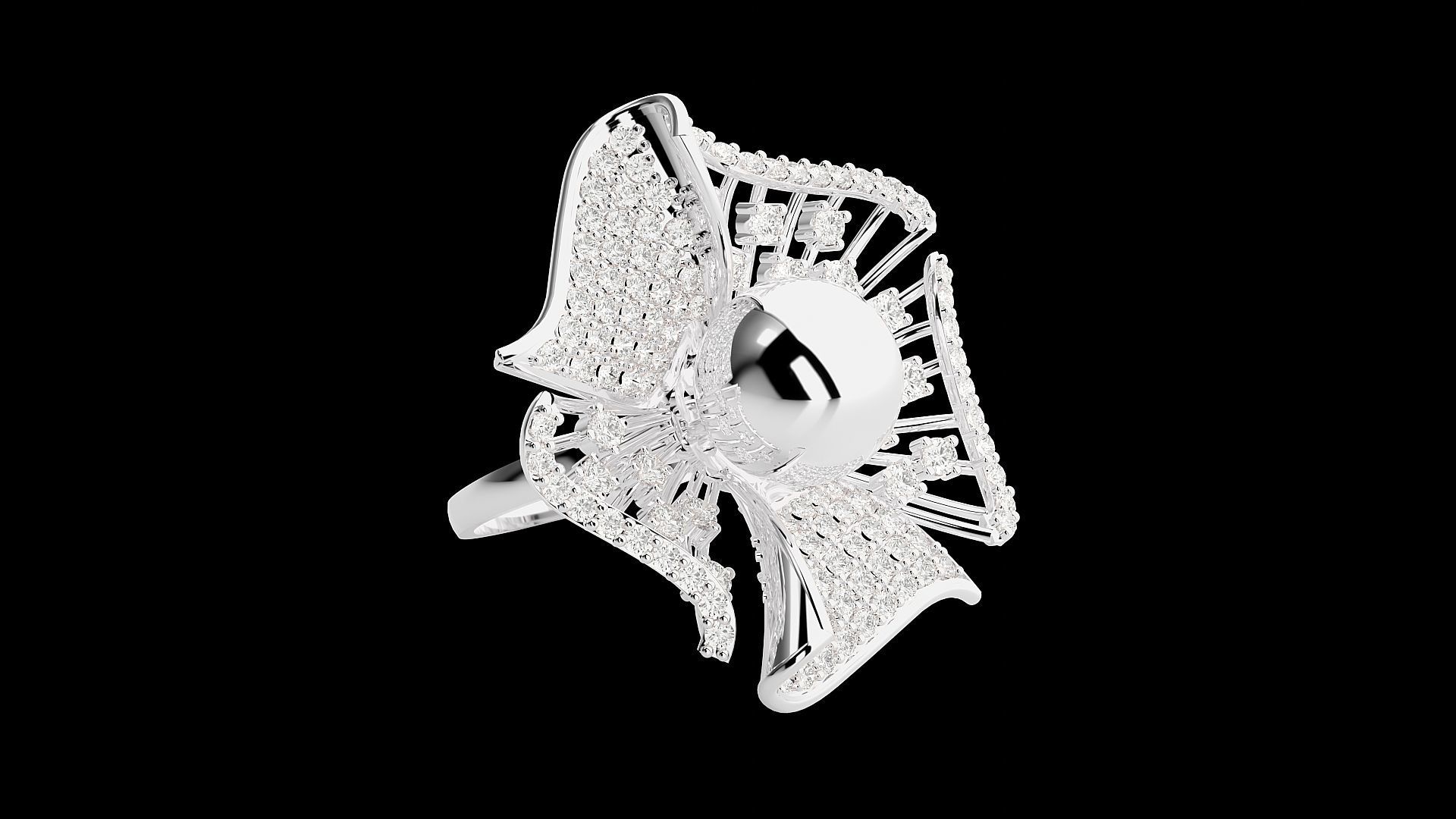 Flower Ball High Jewelry Cocktail Ring 3dm stl renders details 3D print model_20
