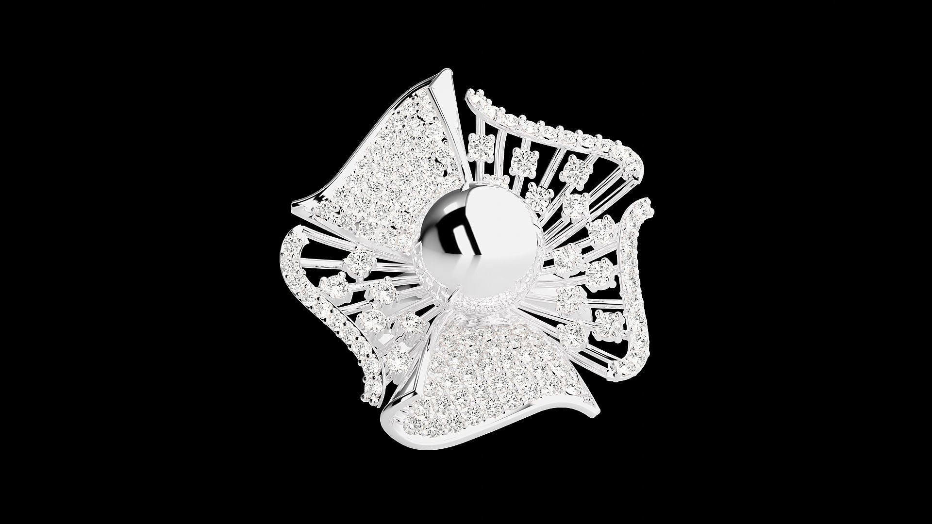 Flower Ball High Jewelry Cocktail Ring 3dm stl renders details 3D print model_19