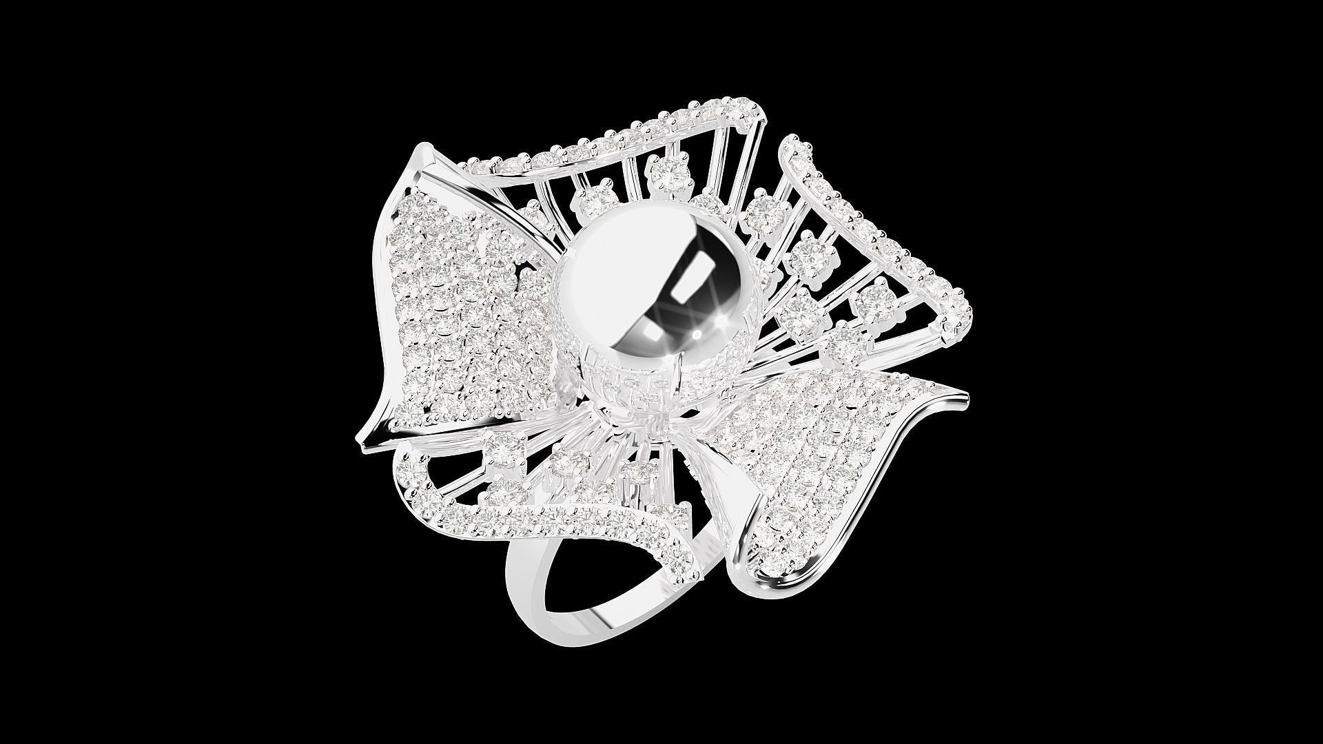 Flower Ball High Jewelry Cocktail Ring 3dm stl renders details 3D print model_22