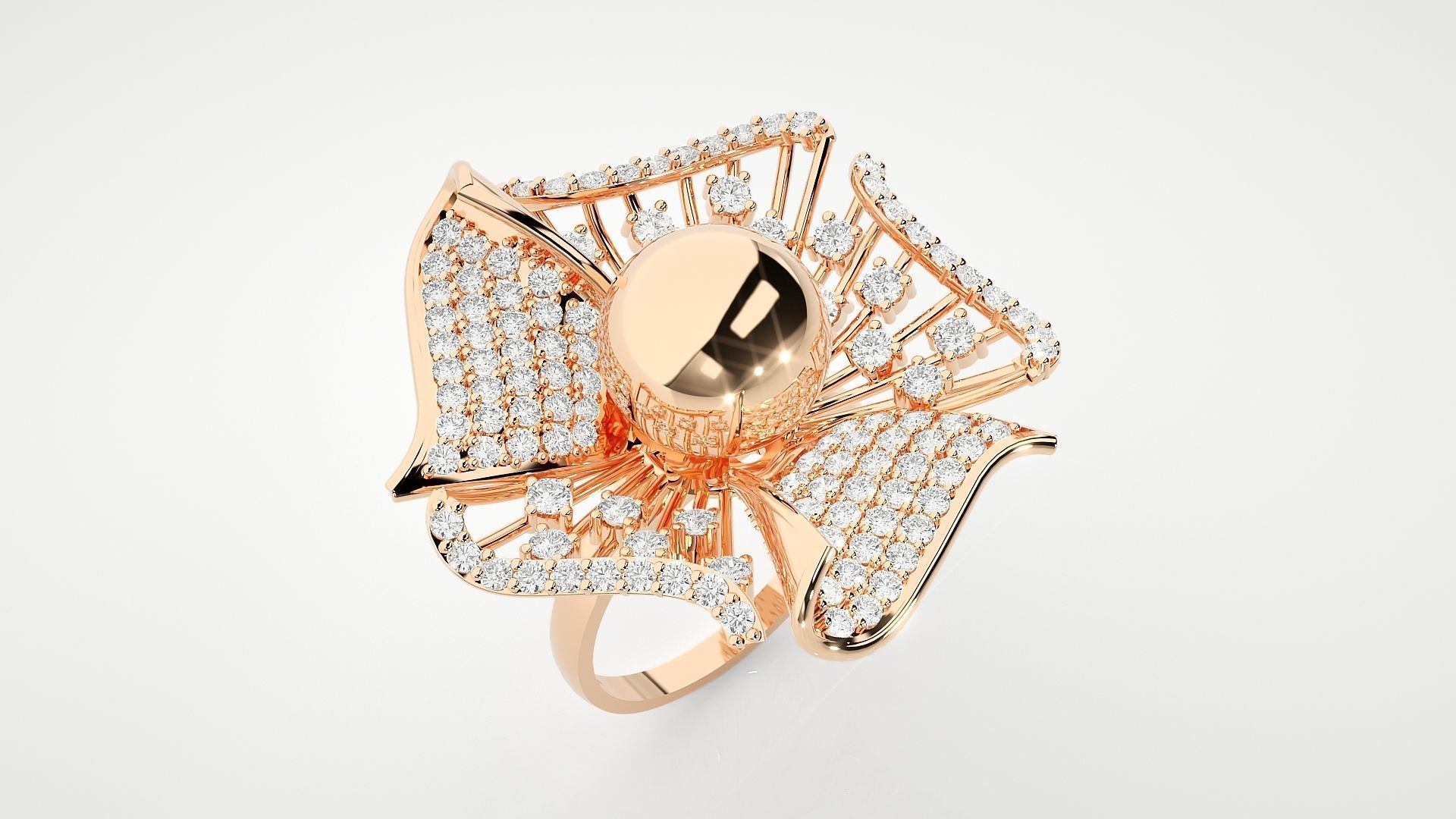 Flower Ball High Jewelry Cocktail Ring 3dm stl renders details 3D print model_5