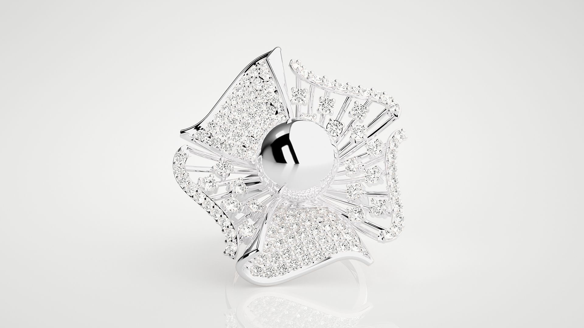 Flower Ball High Jewelry Cocktail Ring 3dm stl renders details 3D print model_13