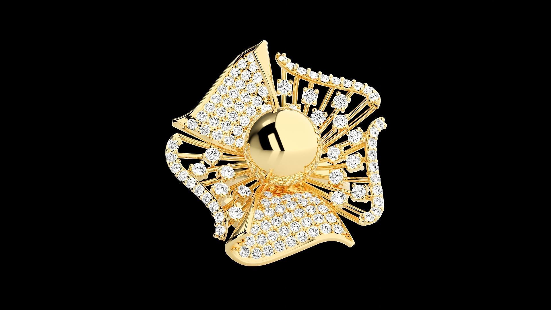 Flower Ball High Jewelry Cocktail Ring 3dm stl renders details 3D print model_30