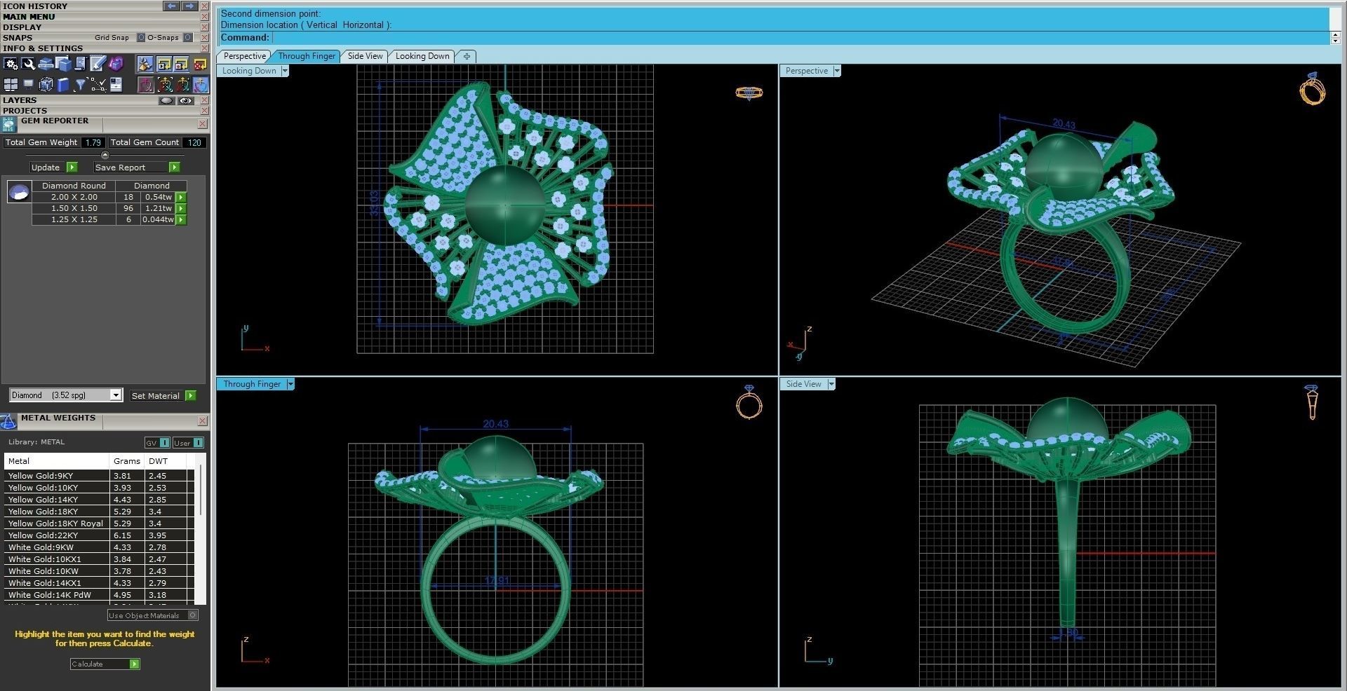 Flower Ball High Jewelry Cocktail Ring 3dm stl renders details 3D print model_36