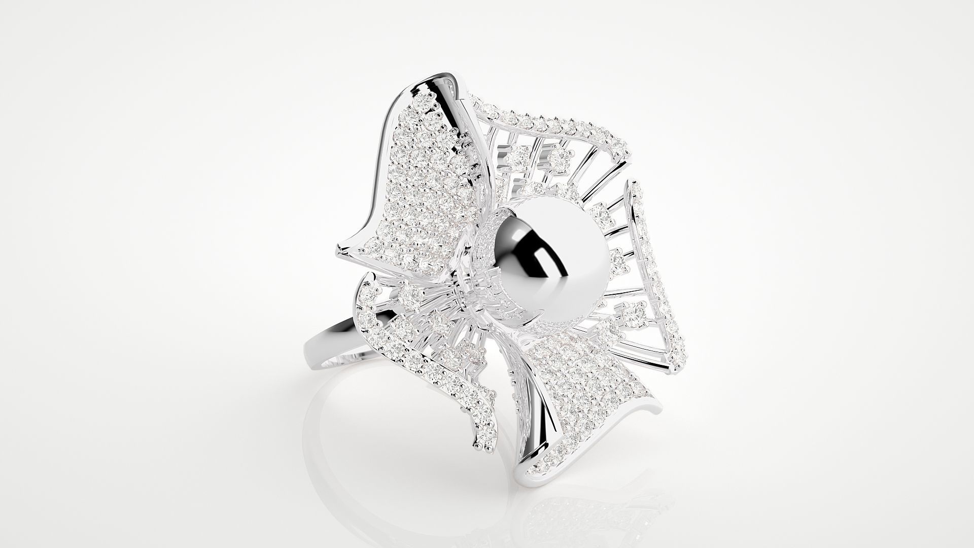 Flower Ball High Jewelry Cocktail Ring 3dm stl renders details 3D print model_15