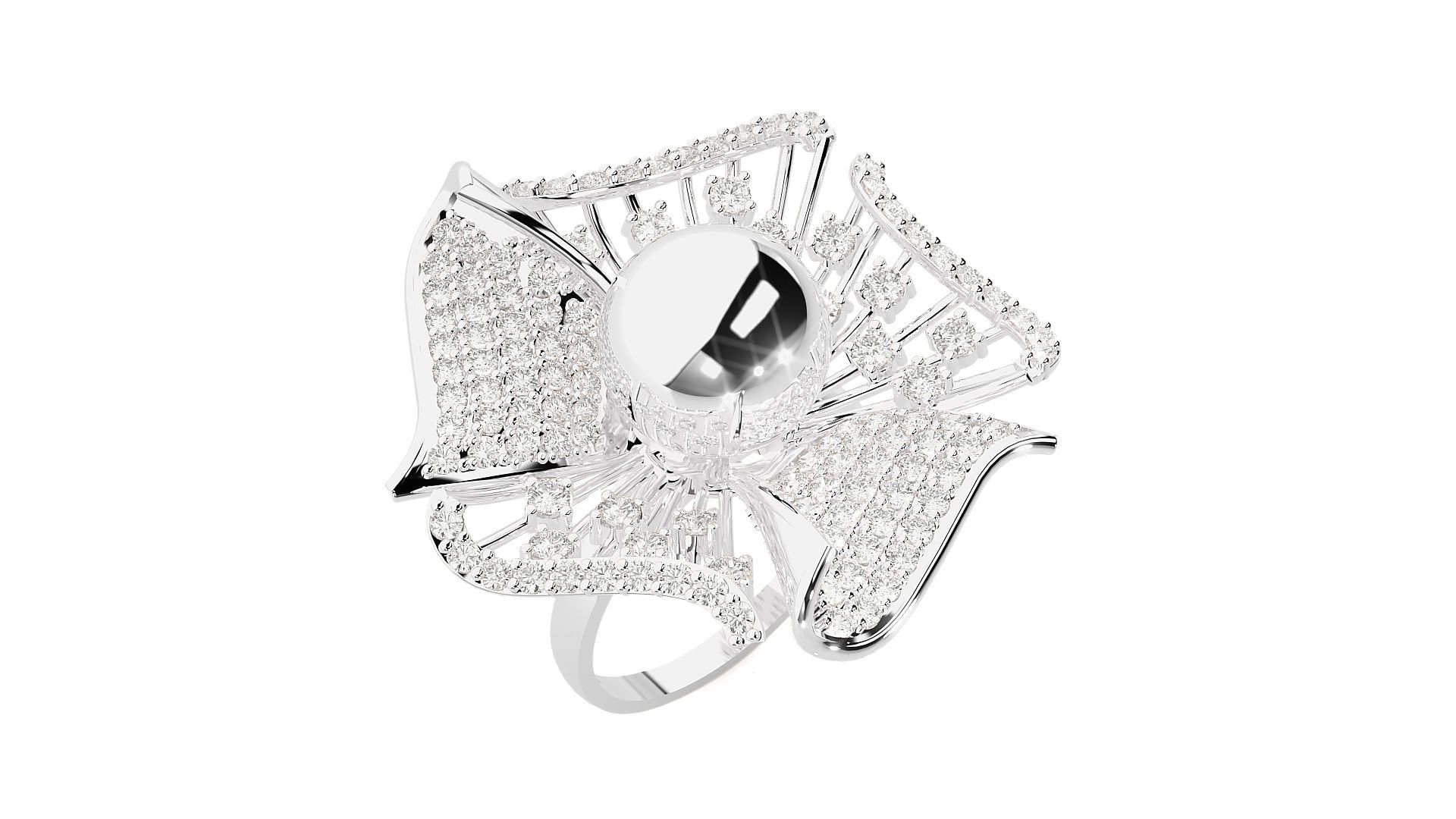 Flower Ball High Jewelry Cocktail Ring 3dm stl renders details 3D print model_16