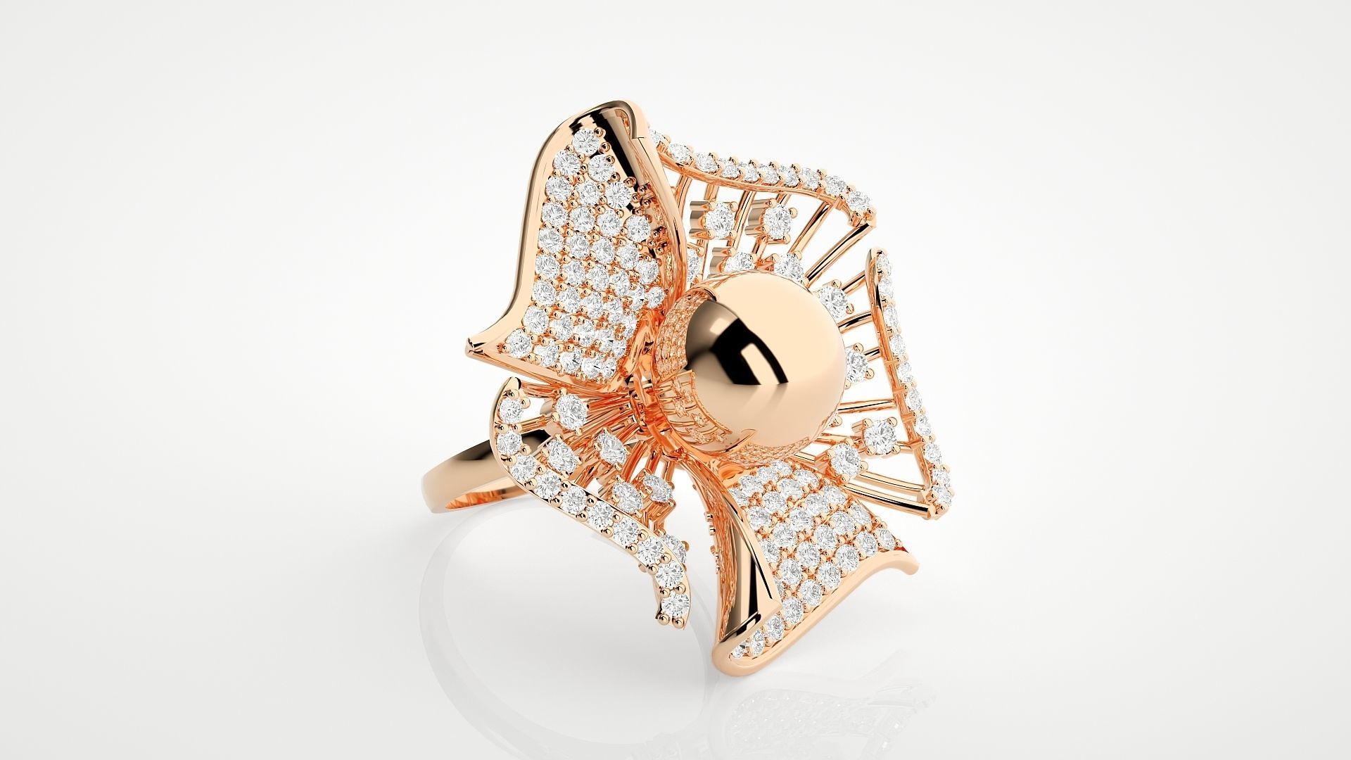 Flower Ball High Jewelry Cocktail Ring 3dm stl renders details 3D print model_4