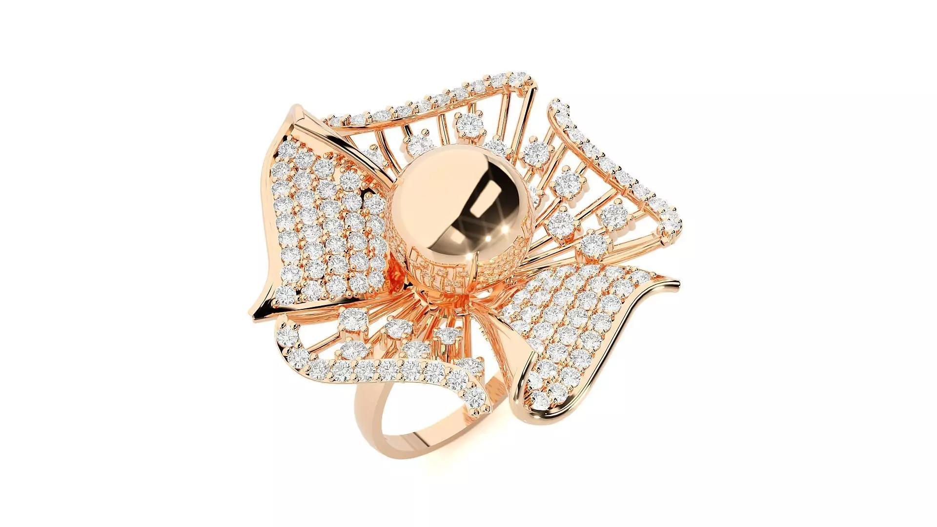 Flower Ball High Jewelry Cocktail Ring 3dm stl renders details 3D print model_0