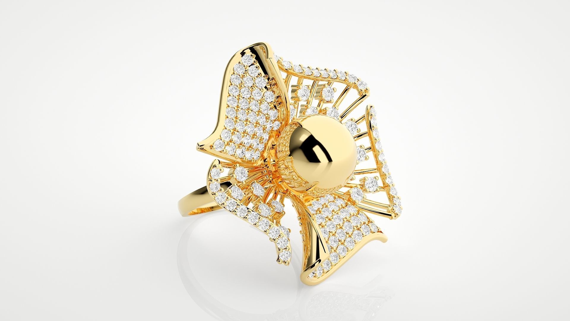 Flower Ball High Jewelry Cocktail Ring 3dm stl renders details 3D print model_27