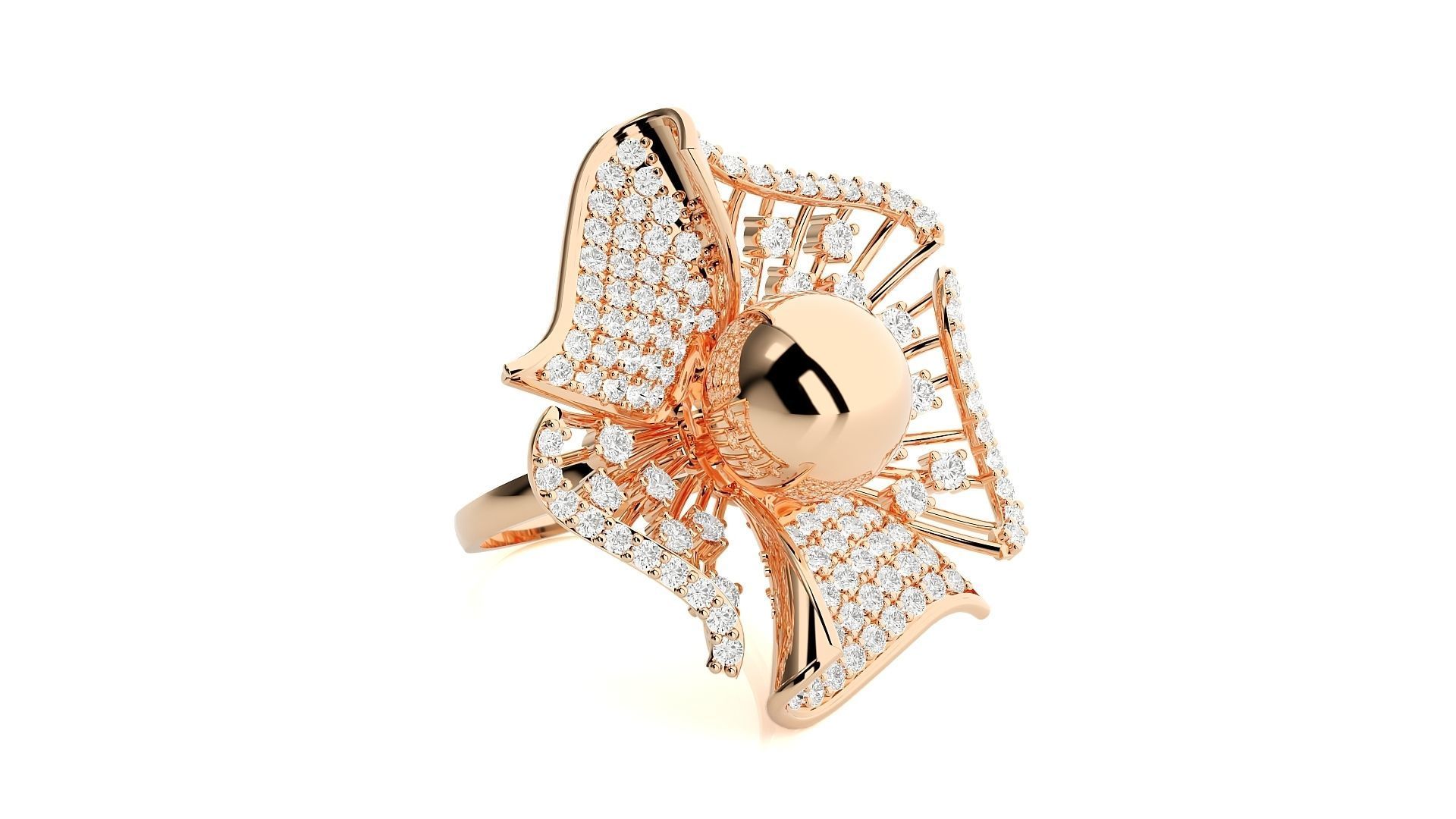 Flower Ball High Jewelry Cocktail Ring 3dm stl renders details 3D print model_3