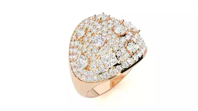 High Jewelry Cocktail Ring 3dm stl renders details 