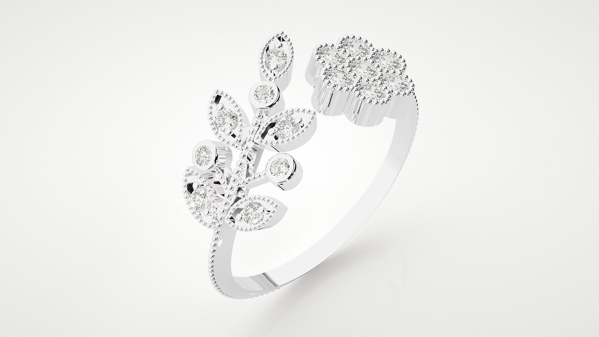 Flower High Jewelry Cocktail Ring 3dm stl renders details 3D print model_17