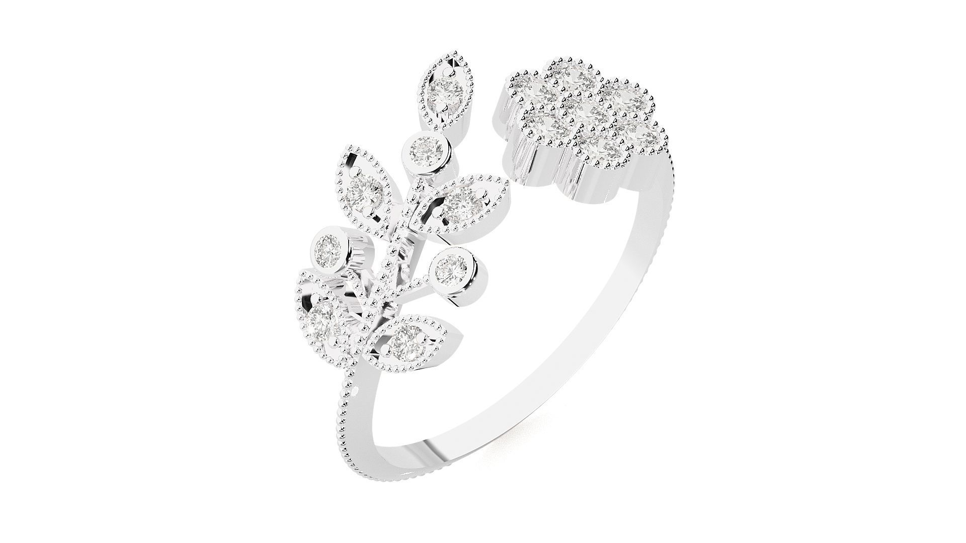 Flower High Jewelry Cocktail Ring 3dm stl renders details 3D print model_16