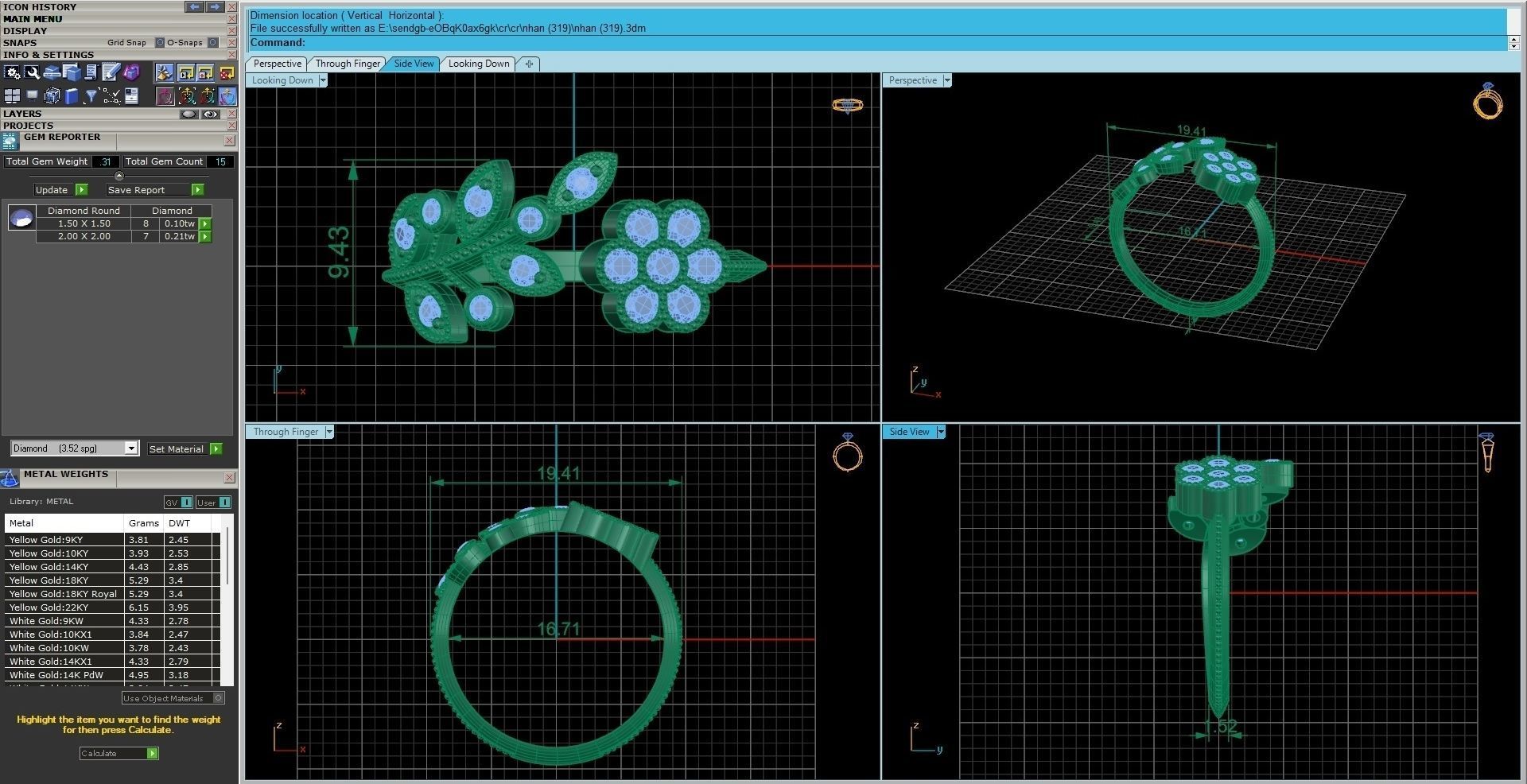 Flower High Jewelry Cocktail Ring 3dm stl renders details 3D print model_36