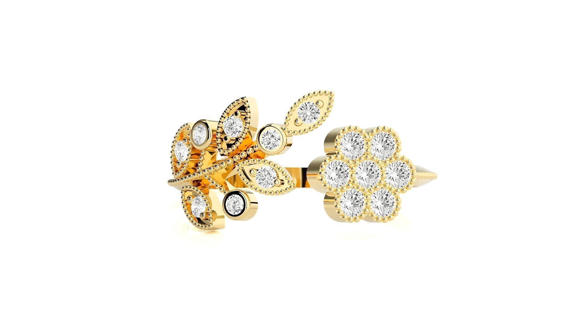 Flower High Jewelry Cocktail Ring 3dm stl renders details 3D print model_24