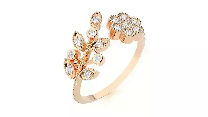 Flower High Jewelry Cocktail Ring 3dm stl renders details  3D print model