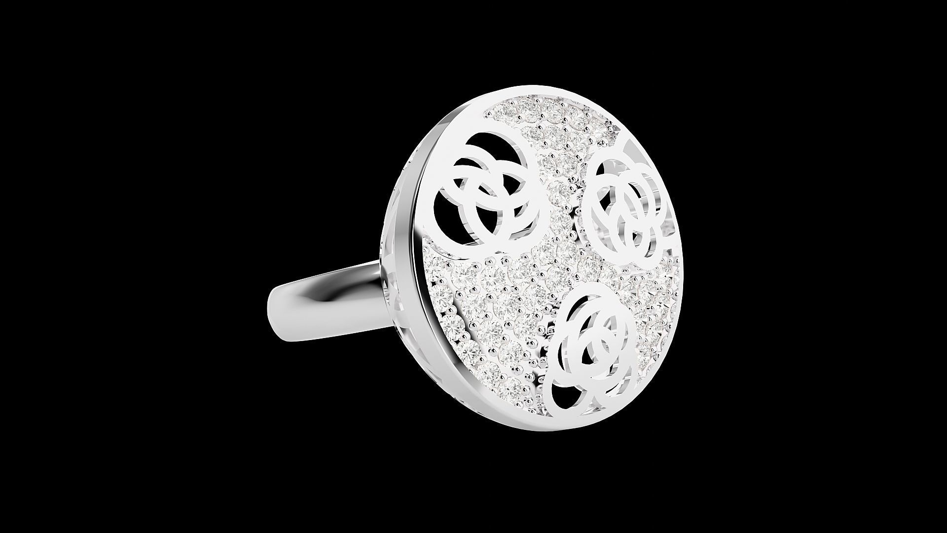 Flower High Jewelry Cocktail Ring 3dm stl renders details 3D print model_20