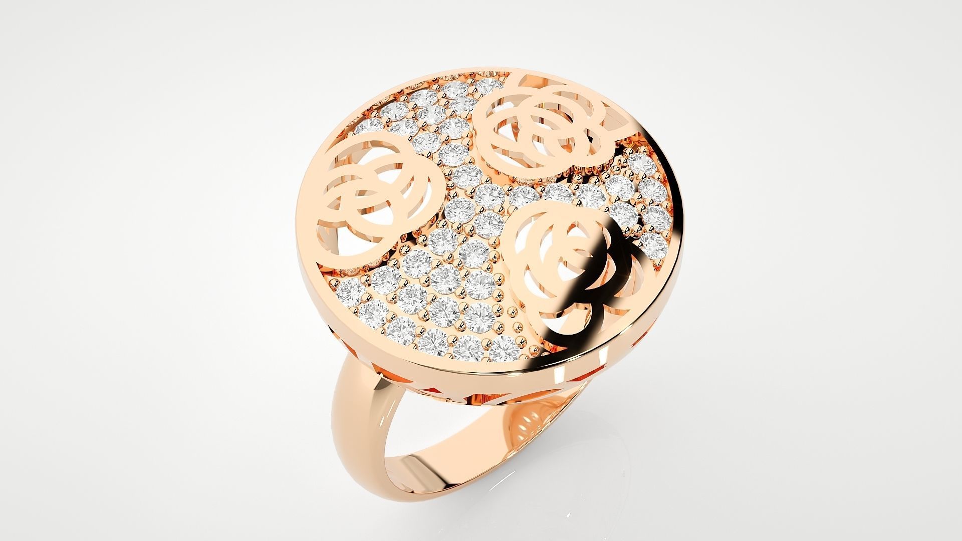 Flower High Jewelry Cocktail Ring 3dm stl renders details 3D print model_5