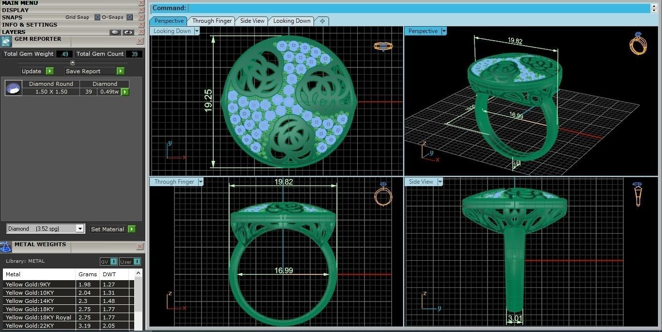 Flower High Jewelry Cocktail Ring 3dm stl renders details 3D print model_36