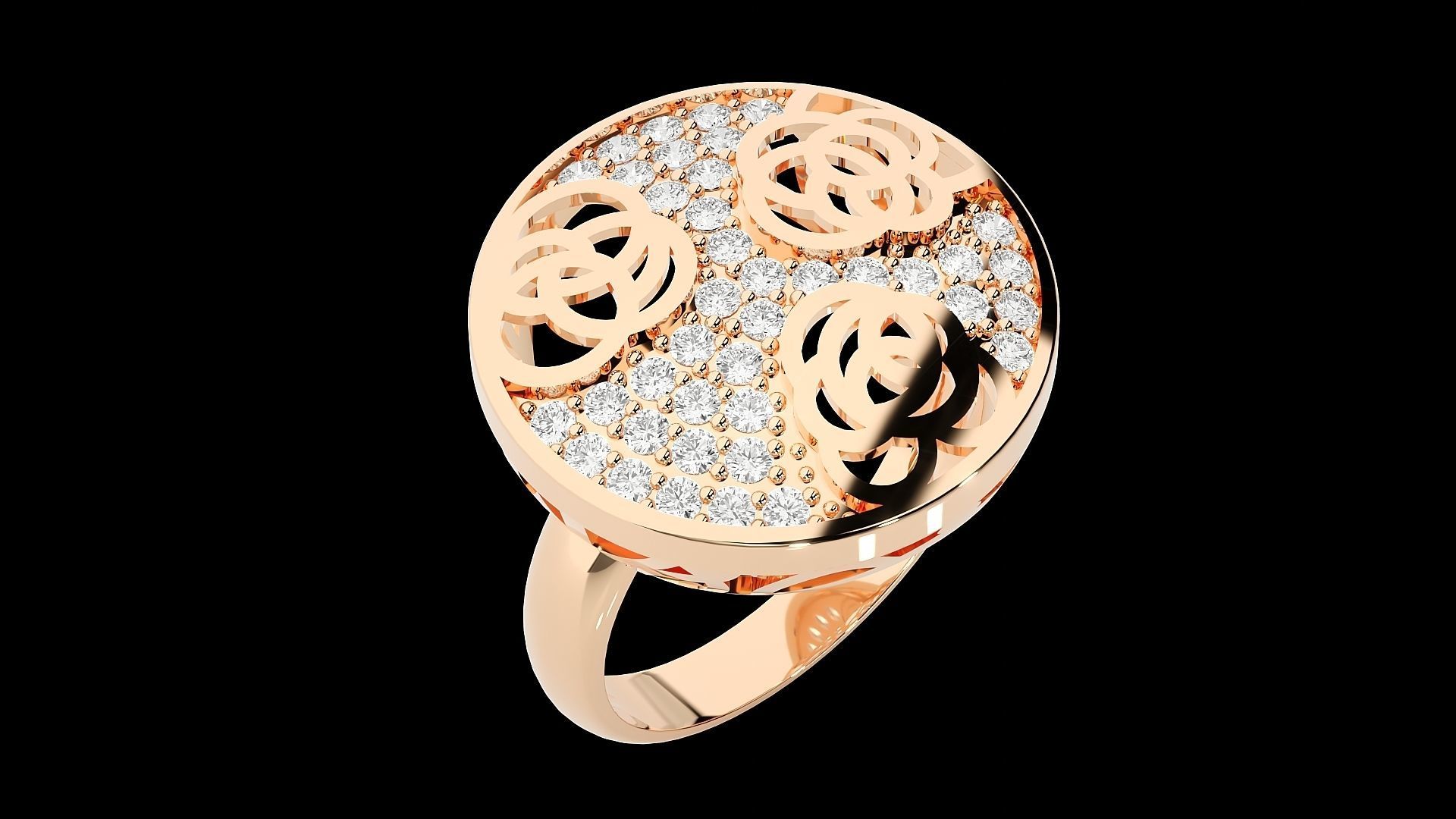 Flower High Jewelry Cocktail Ring 3dm stl renders details 3D print model_11