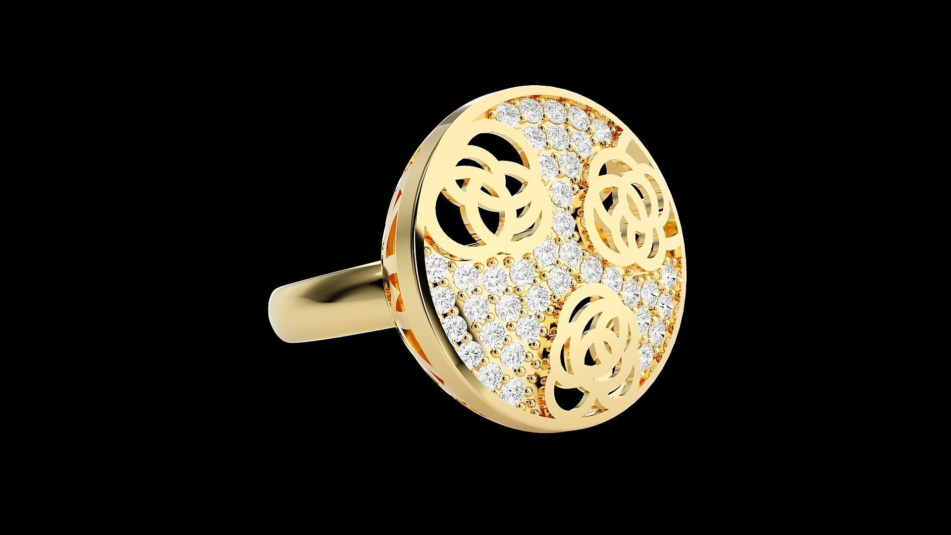 Flower High Jewelry Cocktail Ring 3dm stl renders details 3D print model_32