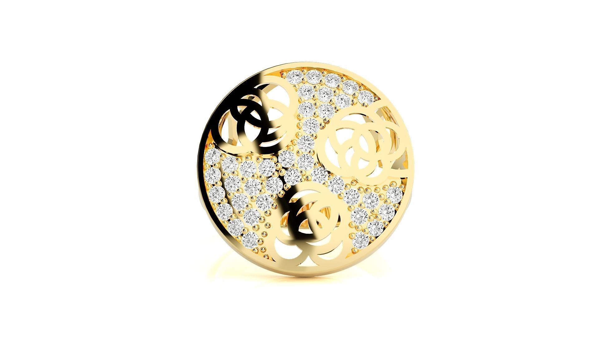 Flower High Jewelry Cocktail Ring 3dm stl renders details 3D print model_24