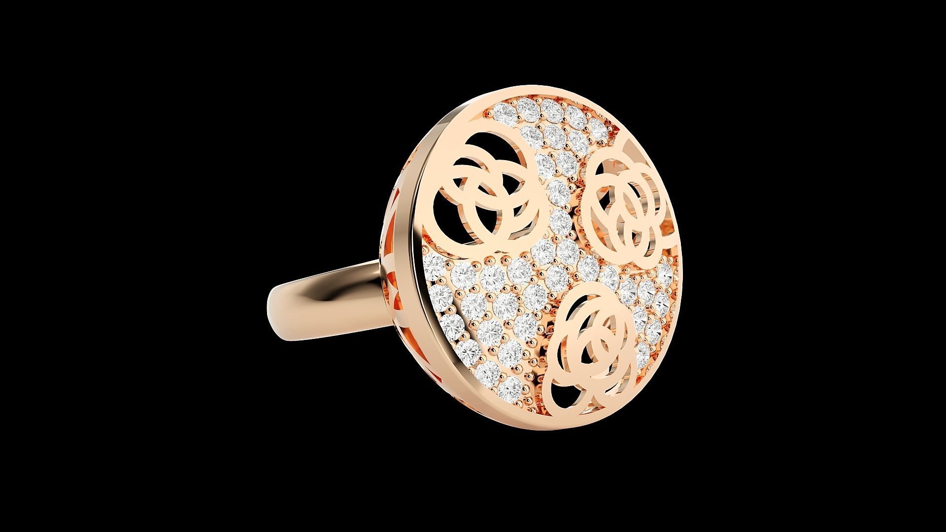 Flower High Jewelry Cocktail Ring 3dm stl renders details 3D print model_9