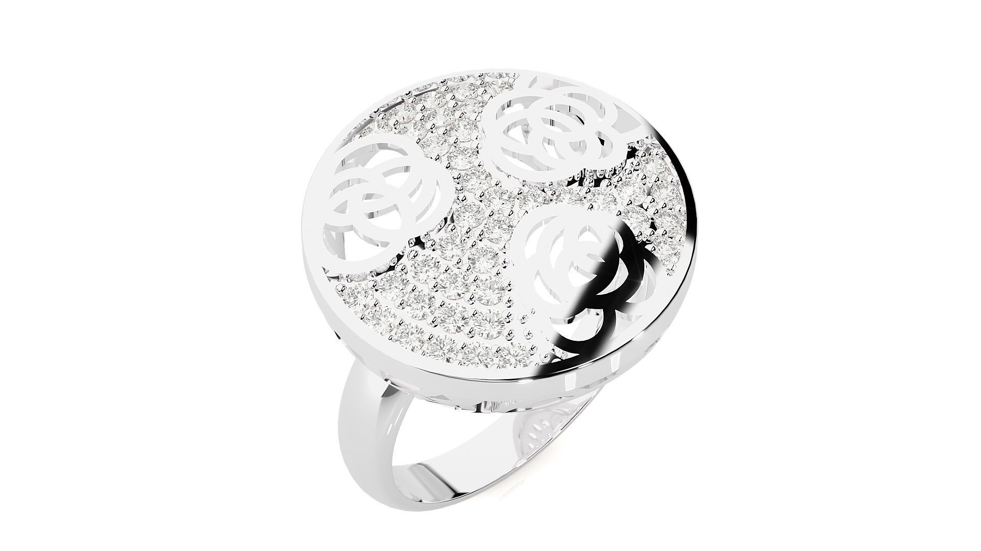 Flower High Jewelry Cocktail Ring 3dm stl renders details 3D print model_16