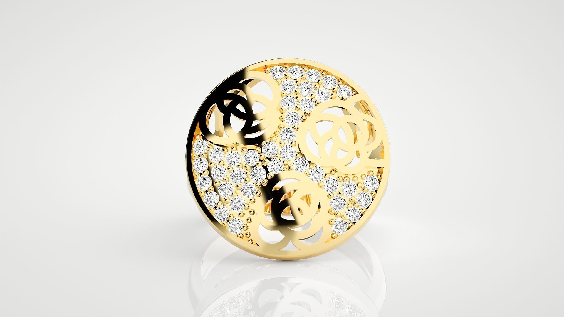 Flower High Jewelry Cocktail Ring 3dm stl renders details 3D print model_25