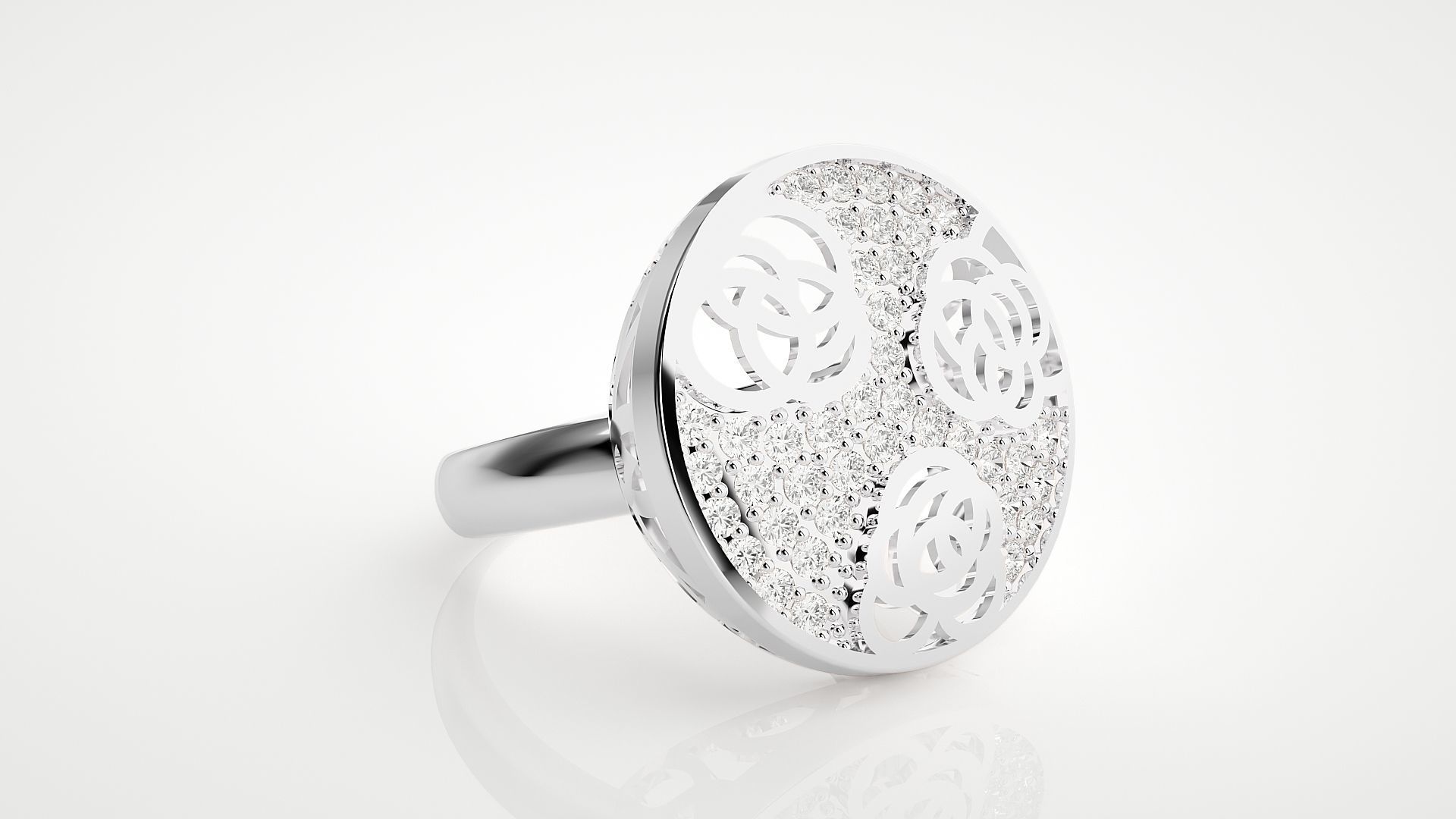 Flower High Jewelry Cocktail Ring 3dm stl renders details 3D print model_15