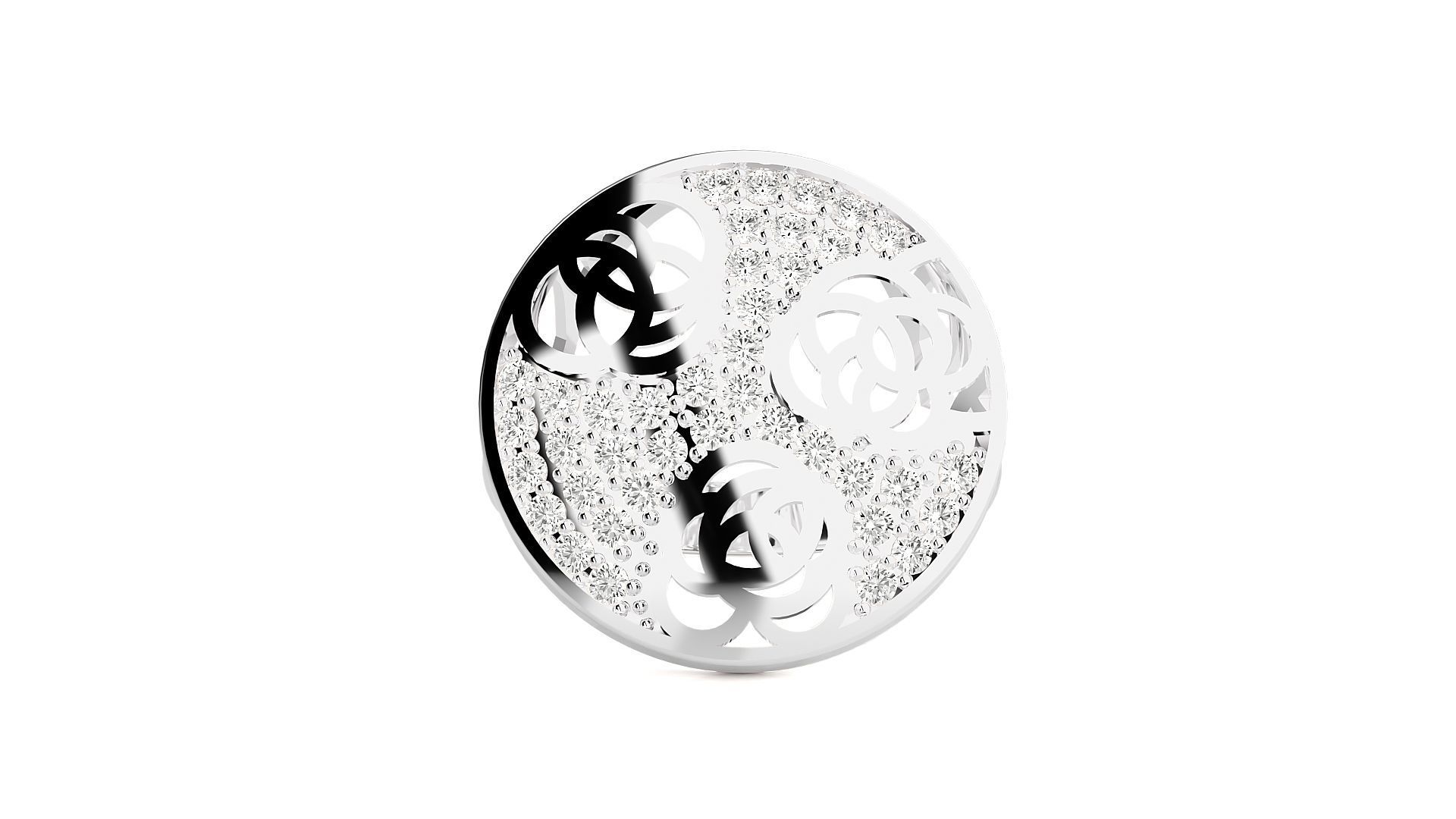 Flower High Jewelry Cocktail Ring 3dm stl renders details 3D print model_12