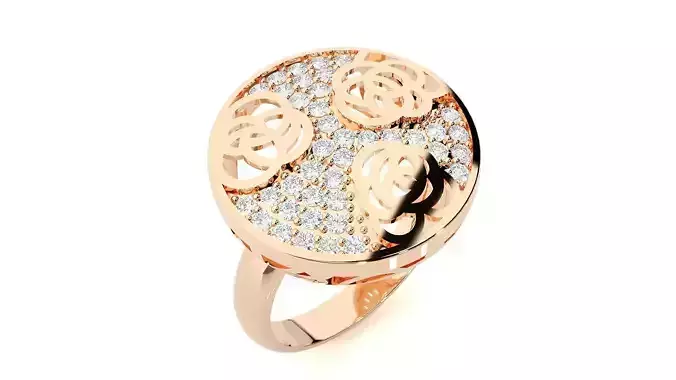 Flower High Jewelry Cocktail Ring 3dm stl renders details  3D print model