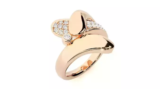 High Jewelry Cocktail Ring 3dm stl renders details