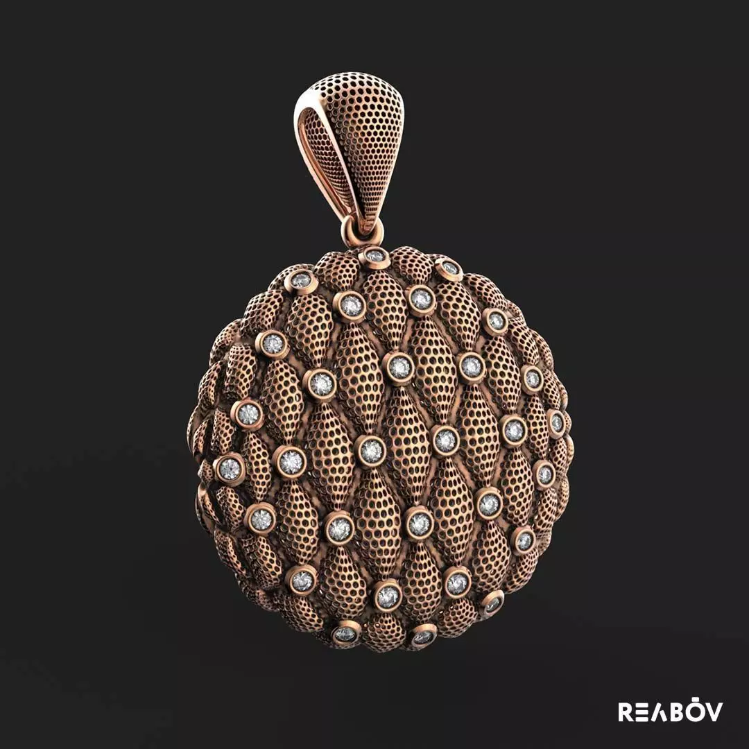 Fractal PENDANT with Gems 3D print model