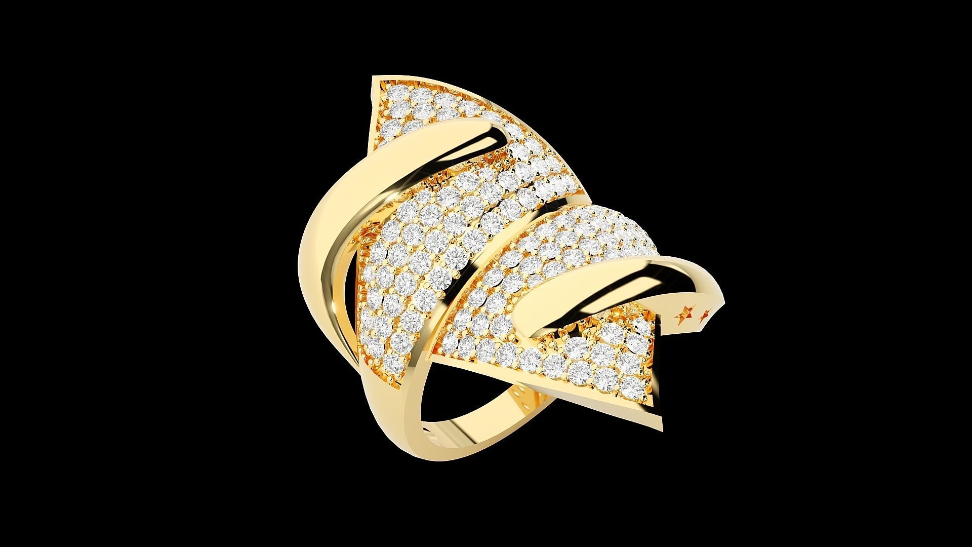 High Jewelry Cocktail Ring 3dm stl renders details 3D print model_34