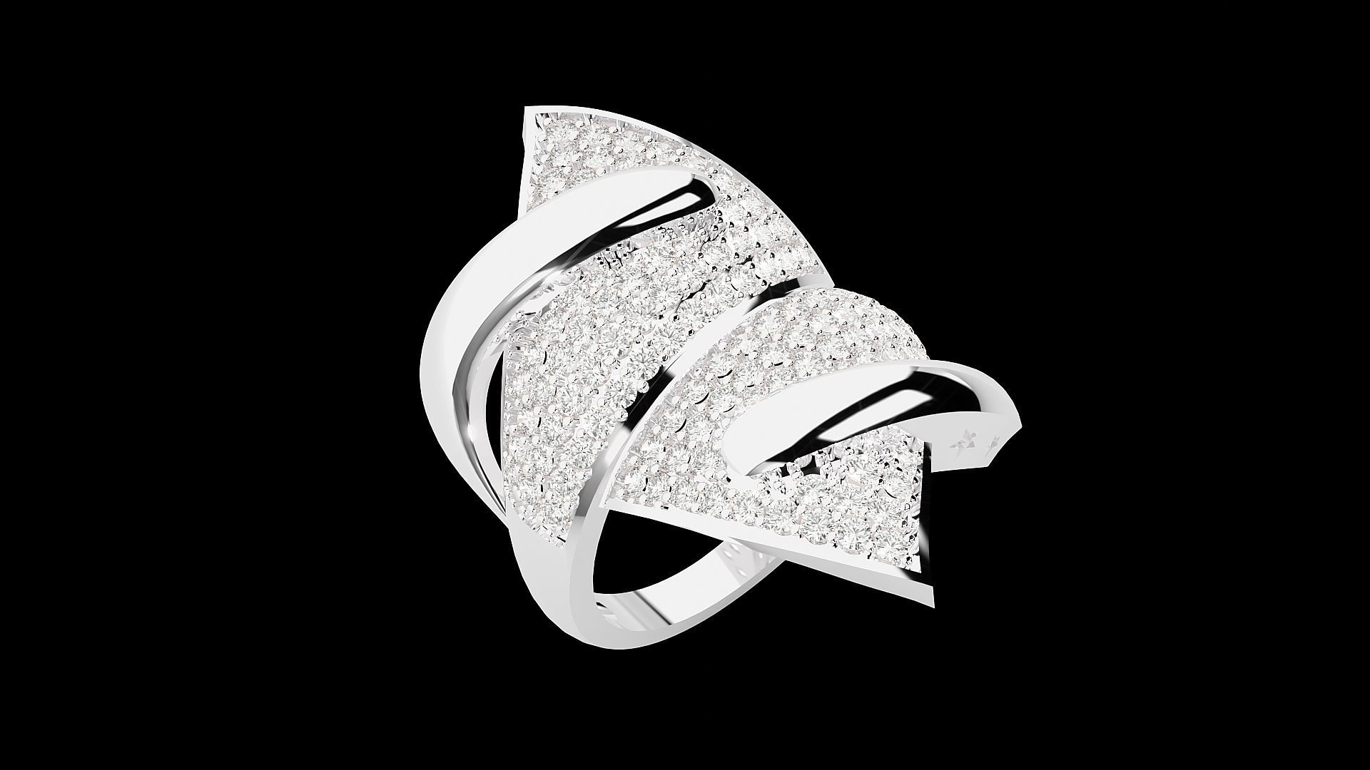 High Jewelry Cocktail Ring 3dm stl renders details 3D print model_23