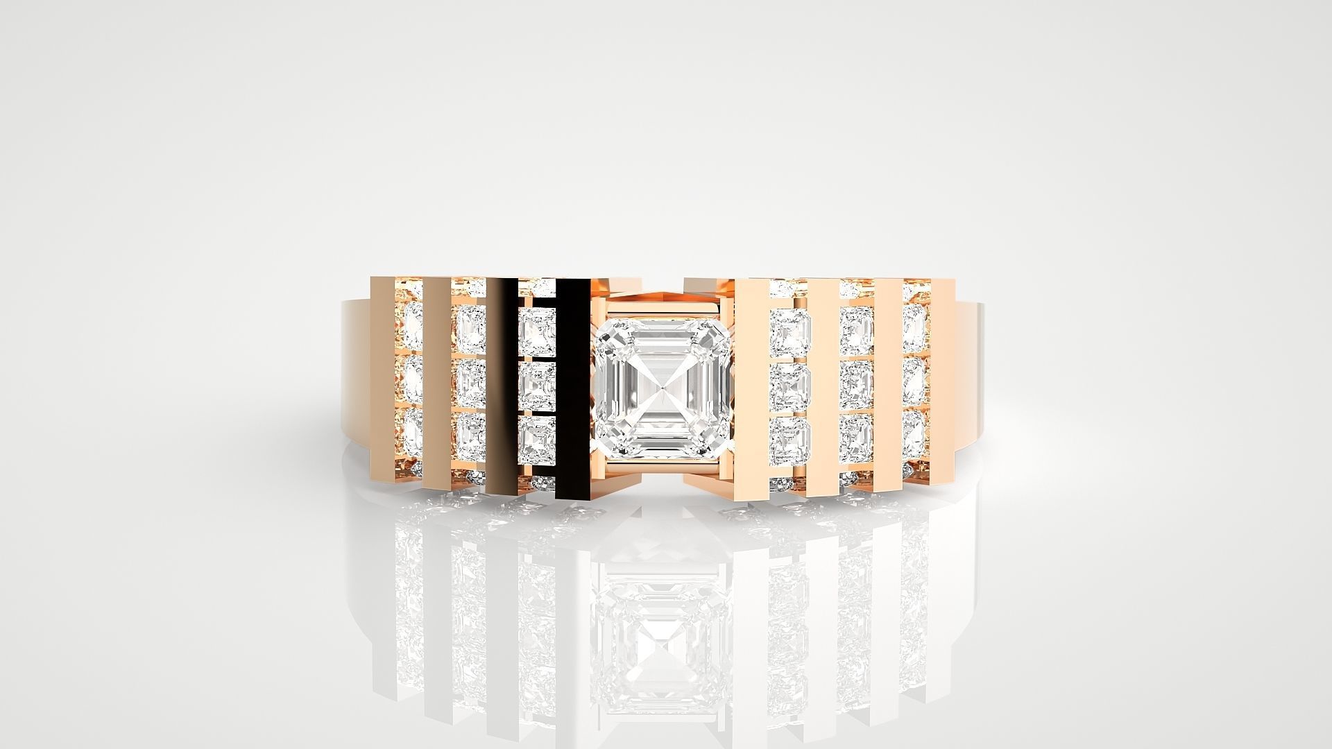 High Jewelry Cocktail Ring 3dm stl renders details 3D print model_2