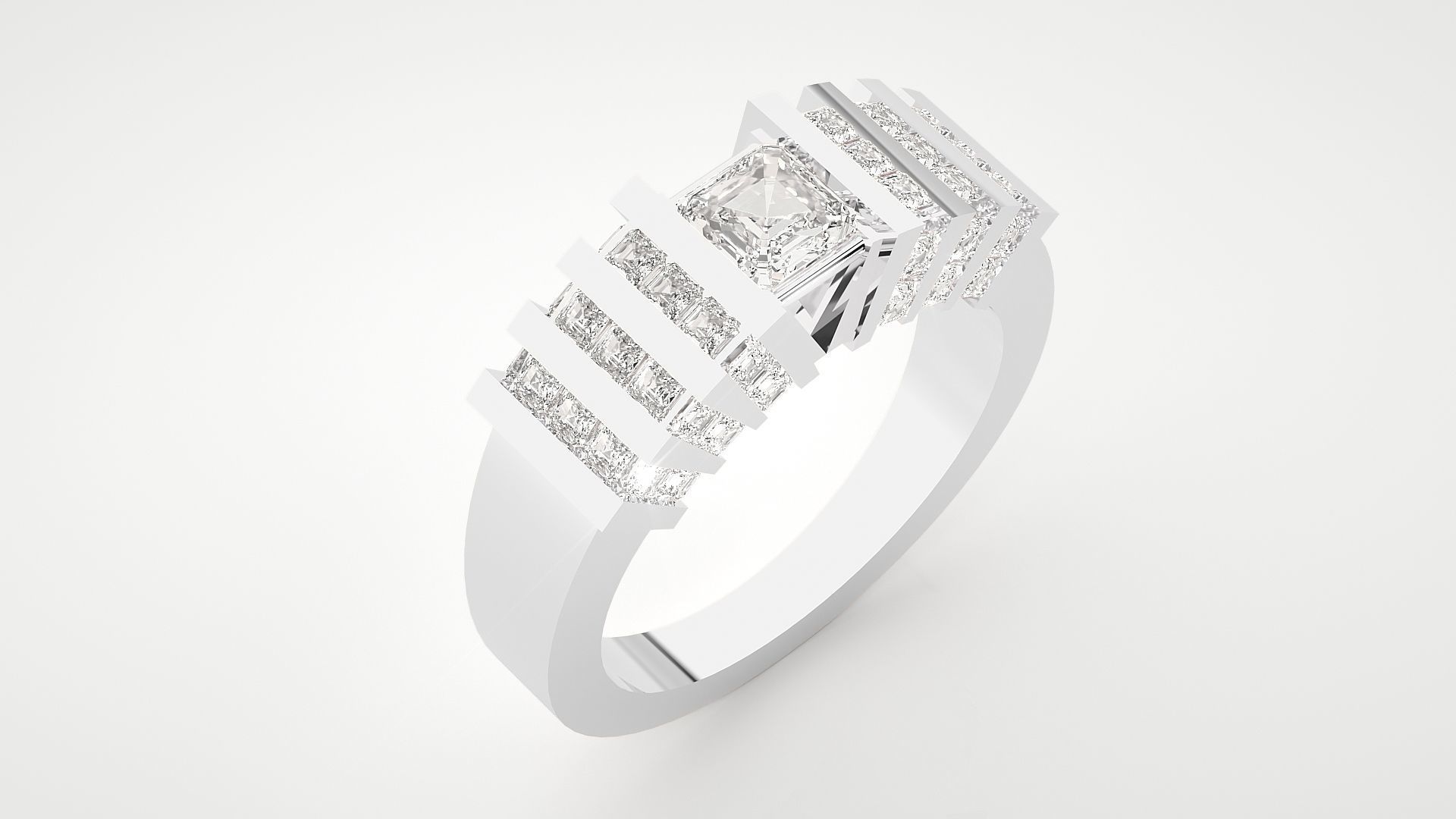 High Jewelry Cocktail Ring 3dm stl renders details 3D print model_18