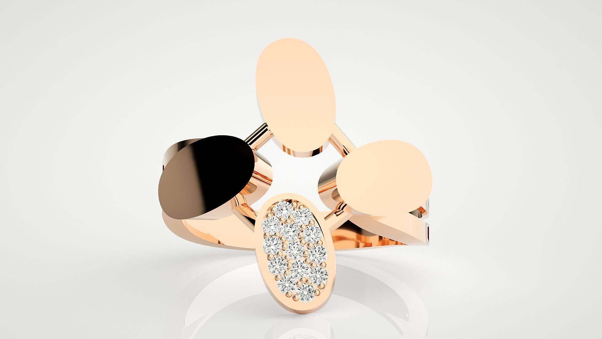 High Jewelry Cocktail Ring 3dm stl renders details 3D print model_2