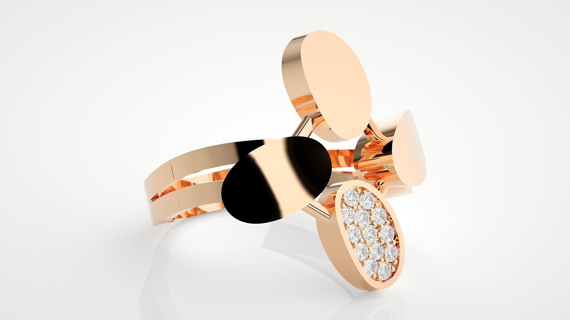 High Jewelry Cocktail Ring 3dm stl renders details 3D print model_5