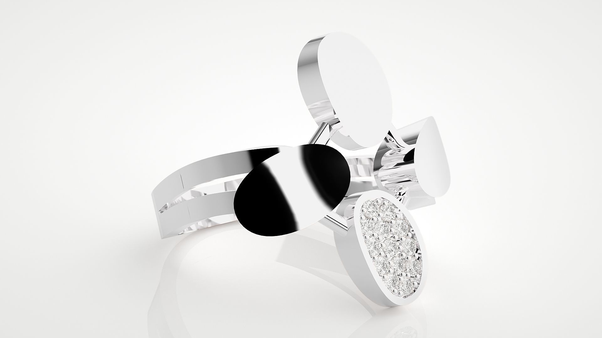 High Jewelry Cocktail Ring 3dm stl renders details 3D print model_16