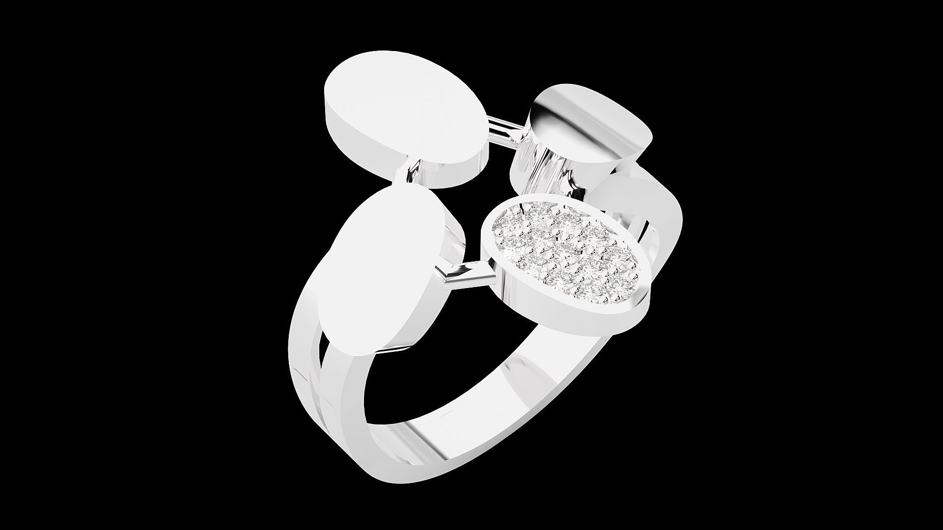 High Jewelry Cocktail Ring 3dm stl renders details 3D print model_24