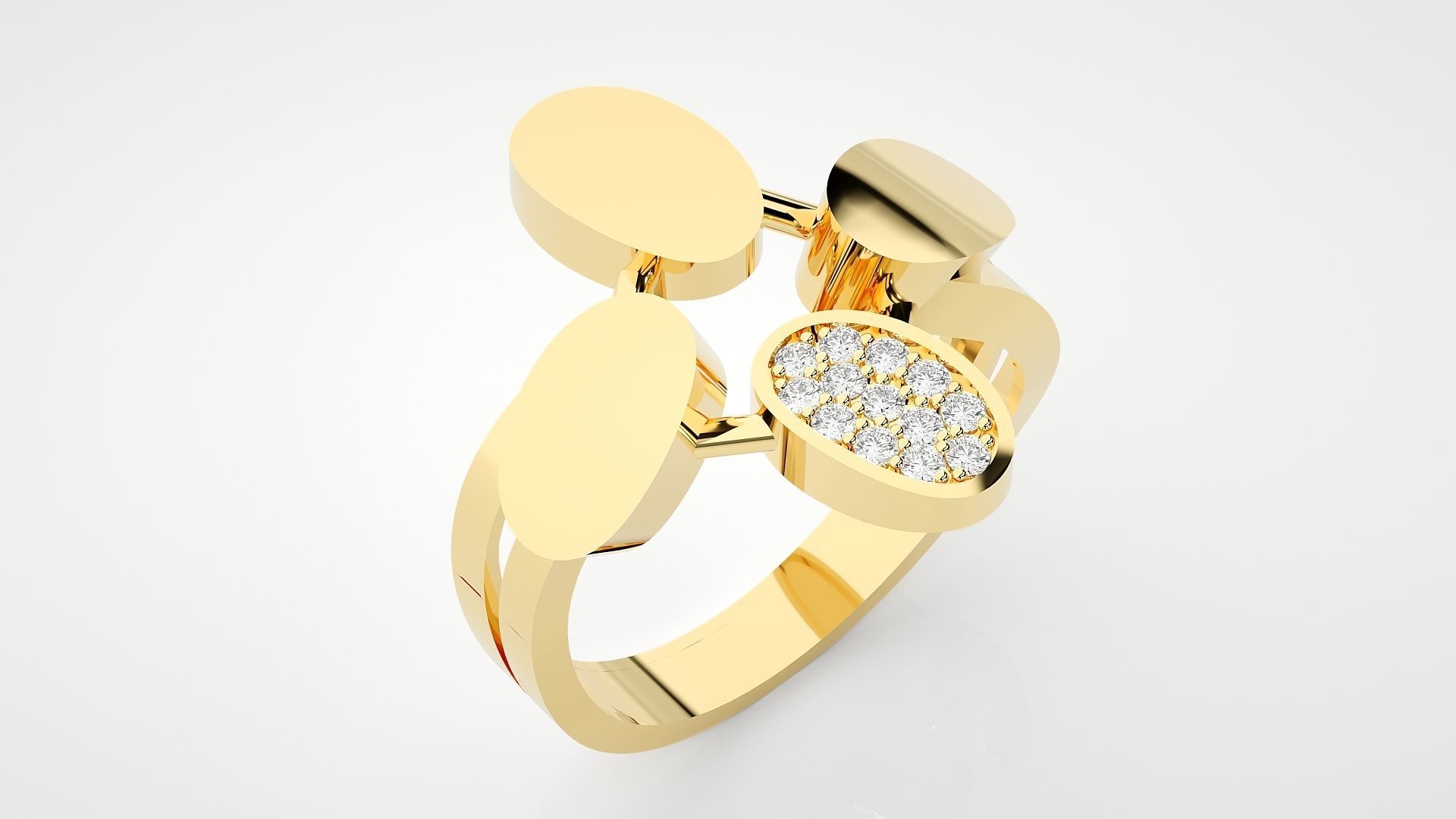 High Jewelry Cocktail Ring 3dm stl renders details 3D print model_30