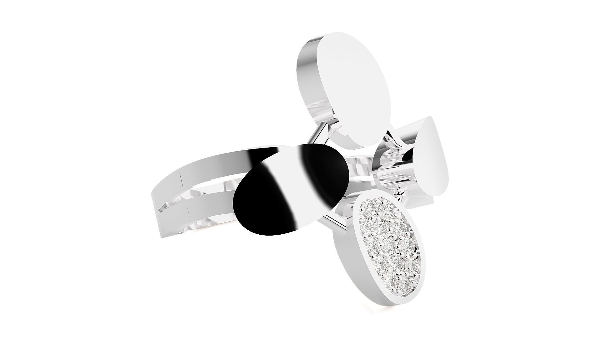 High Jewelry Cocktail Ring 3dm stl renders details 3D print model_15