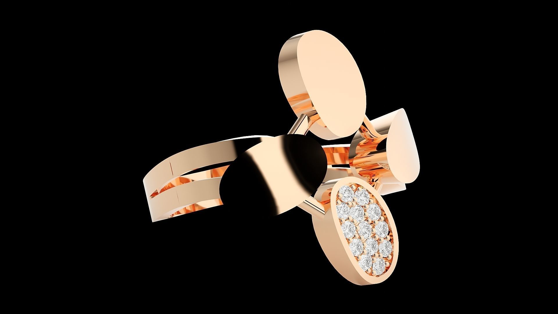 High Jewelry Cocktail Ring 3dm stl renders details 3D print model_9