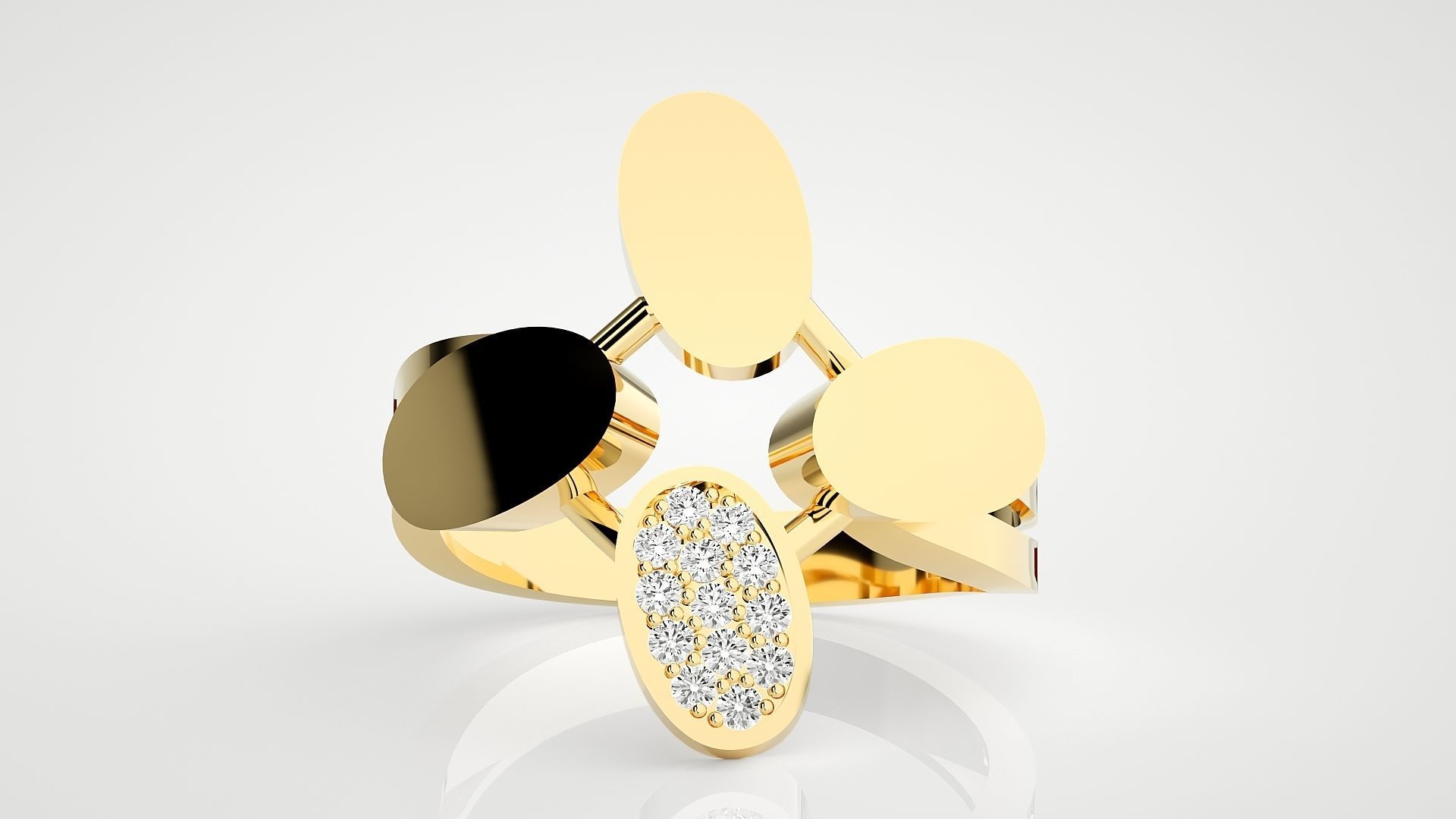 High Jewelry Cocktail Ring 3dm stl renders details 3D print model_26